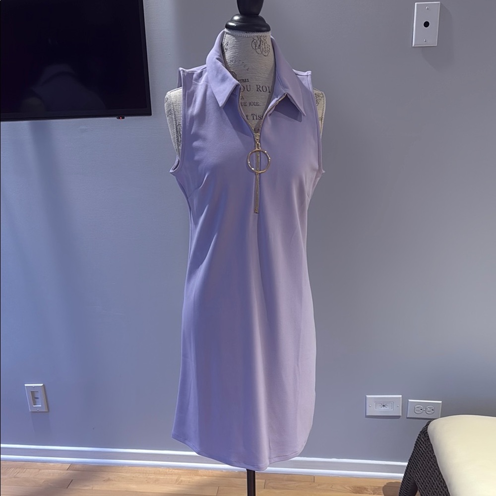Lavender Sleeveless Dress with Zipper Detail